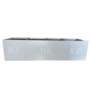 Rae Dunn Wood Bathroom 4 Compartment Organizer Tray Grey Used